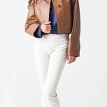 Vince 100% lambskin cropped leather long sleeve jacket Photo 7