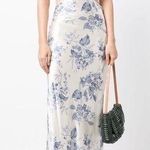 Reformation NWT  Poppies Cutout Silk White Blue Floral Maxi Dress Sz 12 Photo 0