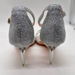 Allegra K  Ankle Strap Heels Womens 7 Silver Glitter Criss Cross Stiletto Party‎ Photo 4