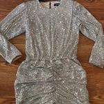 Retrofête Gold Flynn ruched sequined tulle mini dress size L Photo 10