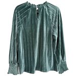 Cable & Gauge NWT  Velour‎ Long Sleeve Mock Neck Blouse Top Green Size Large Photo 1