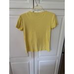 Ralph Lauren Lauren  Yellow Textured Knit Top Short Sleeve Button Shoulder PM M Photo 4