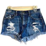 Hollister Y2K girly Distressed Blue Denim cutoff shorts size 25 spring Photo 0