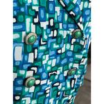 shirt dress geometric matching belt green blue white Size 12 Photo 3