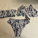12 crazy blue and white tie dye bikini 3 piece set NWT Size M Photo 0