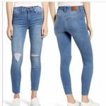 Madewell 9" Mid-Rise Skinny Jeans Blue Wash Denim Eco Edition Distressed Size 25 Photo 7
