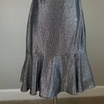 Silver Metallic Sleeveless Midi Sheath Cocktail Dress Size 10 Nightway Cowl Neck Photo 8