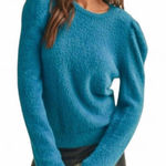 &merci 💙&merci Women’s Blue Puff Sleeve Sweater Size M Photo 0
