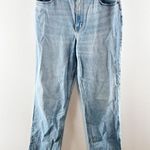 Abercrombie & Fitch Abercrombie The 90's Straight Leg Ultra High Rise Slit Hem Jeans Blue 32 / 14 L Photo 1