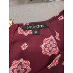 PaperMoon Burgundy Medallion Print Blouse, Boho Fall Top, 3/4 Sleeve Photo 4