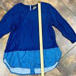 Women’s 3/4 Sleeve Block Color Blouse Zip Back Large Blue Photo 6