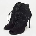 Saint Laurent Jane black suede and lace open toe lace-up booties size IT 37 Photo 0