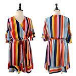 City Chic Wrap Dress Ruffle Sleeve Belted Pink Multi Stripe Women’s Plus Size 24 Photo 14
