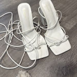 Pretty Little Thing White lace up heels  Photo 0