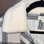 Crescent  Ivory and Charcoal Plaid Bomber Jacket with Faux Fur Collar Photo 3