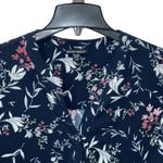Hilary Radley  Floral V-Neck Blouse Long Sleeve Shirt Women's Size XXL Navy Blue Photo 1