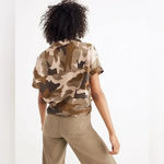 Madewell  Short-Sleeve Tie-Front Shirt in Cottontail Camo Button Down Size XXS Photo 5