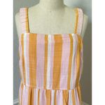 Pink White Orange Striped Tiered Maxi Dress Photo 4