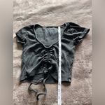 PacSun  Vintage Wash Ruched Tie Short Sleeve Ribbed Women’s Top Shirt Sz XS EUC Photo 6