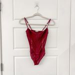 Free People NEW Intimately Night Rhythm Corset Bodysuit Washed Maroon Photo 2