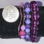 Lot of 4 Purple Pink Beads Beaded Boho Stretchy Bracelets Photo 2