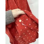 Madewell  V-Neck Pocket Shirt Red Floral Jacquard Sz M Button Down Western Indie Photo 4