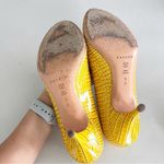 Casadei  Yellow Animal Print Peep Toe Heels Photo 6