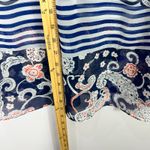 CAbi Top L Navy Paisley Stripe Sheer Boho Preppy Coastal Grandma Indie Chic Photo 4