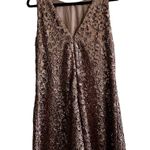 Belle Badgley Mischka NWT  Rose Gold Sequin Crochet Pink Shift Dress Size 4, Photo 3
