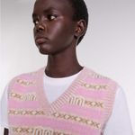 Maje  Sleeveless V Neck Wool Sweater Vest Pink Top Sz L Photo 5