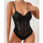 NWT COZYEASE Black Lace Sheer Bustier Corset Bodysuit XS Photo 3