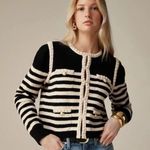 J.Crew NWT Odette Sweater Lady Jacket in Black Muslin Striped Boucle Cardigan XS Photo 1