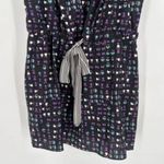 Anna Sui Anthropologie x Silk Blend Floral Dress Stripe Trim Sz 8 Black Colorful Photo 3