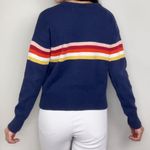 Tilly's Dark Navy Blue Sunset Chest Striped Knit Crewneck Sweater | Sky & Sparrow Photo 7