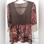 Buckle  BKE Boutique Small Printed Lace Blouse Casual Chiffon Multicolor Eclectic Photo 5