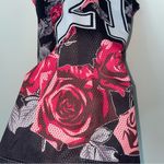 Sleeveless Jersey‎ Floral Roses 21 Black Size XS Photo 2