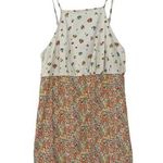 American Eagle  Linen Blend Micro Floral Sundress Sz Medium Cream Cottage Halter Photo 0