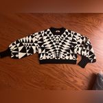 Farm Rio  Heart Deco Knit Sweater Black & White Medium Photo 1