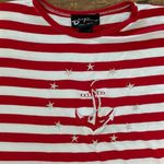 Vtg 90's D‘toch Sport Wear Sailor White Red Stripes Logo Top Women Sz 2XL Photo 2