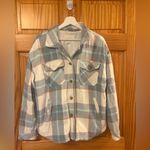 Aeropostale Blue and White Oversized Flannel Shacket Jacket Size Medium Photo 2
