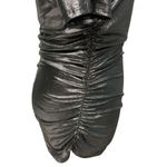 Y2K Women's Metallic Silver Cold Shoulder Blouse Top Ruched Stretch Size M Party Size M Photo 4