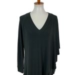 Soft Surroundings  Black Top Large Long Sleeve V Neck Tunic Artsy Photo 1