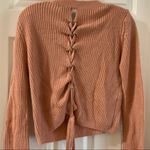 Ambiance Orange/Pink Lace Up Back Cropped Sweater Photo 8
