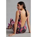 Anthropologie By Floral Sweetheart Jumpsuit Bold V Neck Skinny Leg Party Size XS Photo 3