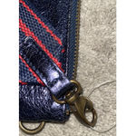 Anthropologie  Wristlet Leather Blue Metallic Shimmer NWOT Photo 9