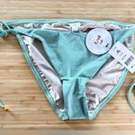 PQ Swim Divine Blue Shimmer Metallic Full Coverage Bikini Bottom, Size Large Green Photo 8