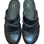Clarks  Clogs Mules Shoes Womens Size 6.5N Black Slip On Braided Strap Comfort Photo 0