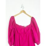 Reformation  Farley Mini Dress Size 10 Hot Pink Puff Sleeve Babydoll Cotton Photo 4