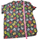 Colorful Handprint Healthcare Worker Scrub Top Shirt Black Size M Photo 6