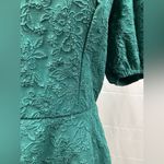Altar'd State Altar’d State Cecelia Mini Milkmaid Dress Bow Jacquard Puff Sleeve Green Large Photo 2